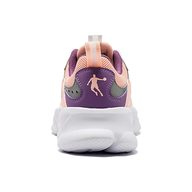 QIAODAN Anti Slip And Wear Resistant Breathable Low Top Running Shoes Women's White Pink-4