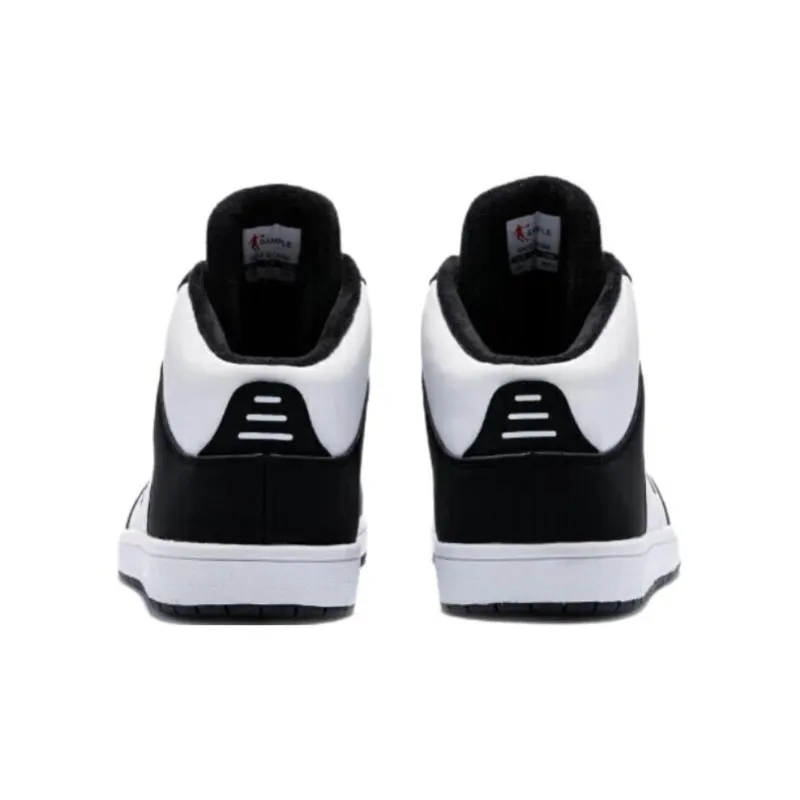 QIAODAN Cushioning Coverage Height Increasing Lightweight Breathable High Top Skateboard Shoes Men's White Black-3