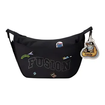 FILA FUSION Fabric Shoulder Bag, Crossbody Bag Regular Unisex Pitch Black