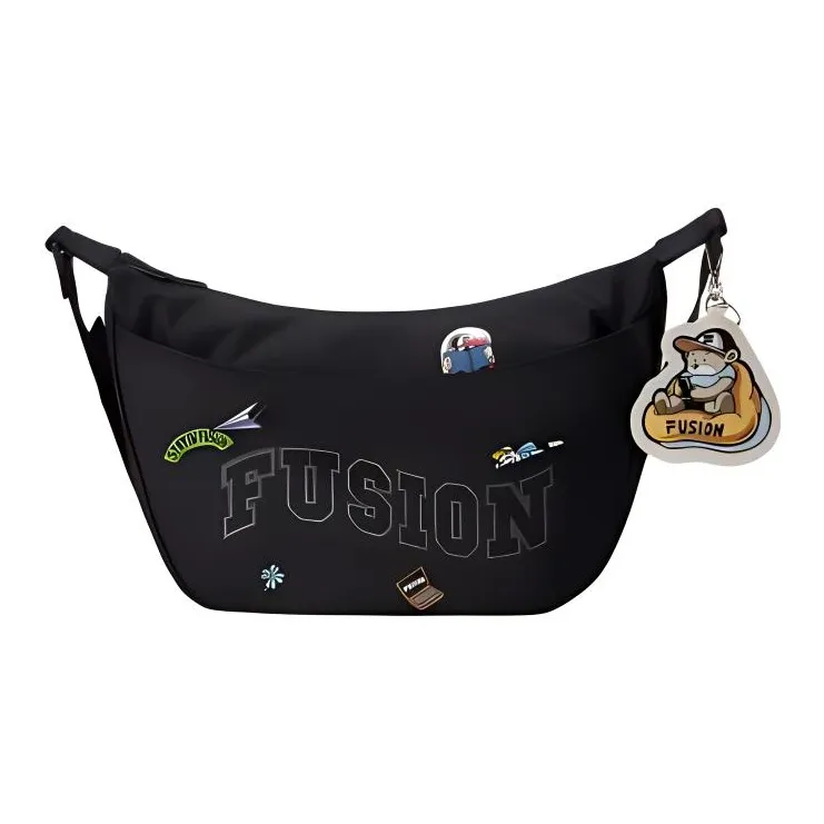 FILA FUSION Fabric Shoulder Bag, Crossbody Bag Regular Unisex Pitch Black-0