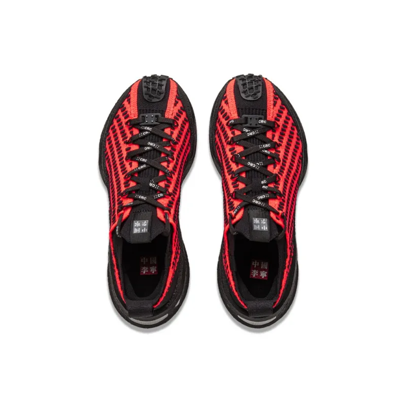 LiNing Anti Slip Wear Resistant Low Top Casual Shoes Unisex Red Black-3