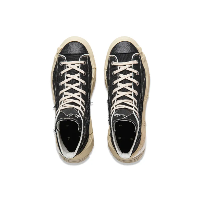 LiNing Wuji MID Cushioning Wear Resistant Balance High Top Skateboard Shoes Men's Black-3