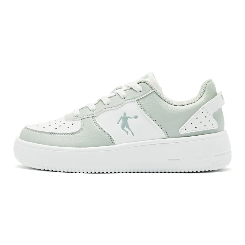 QIAODAN Skateboard Shoes Women's Low Top Jordan White Light Mist Green-0