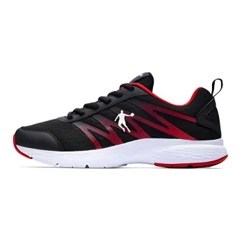 QIAODAN Cushioned Slip Resistant Low Top Casual Running Shoes Men's Black Red