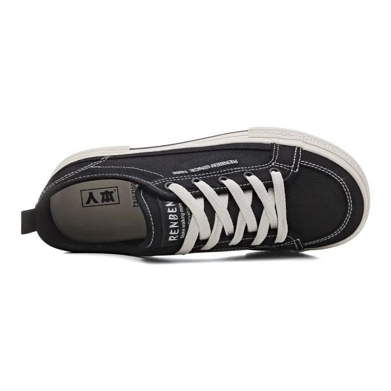 RENBEN Anti-Slip Wear-Resistant Breathable Lightweight Low-Top Canvas Shoes Unisex Black-10