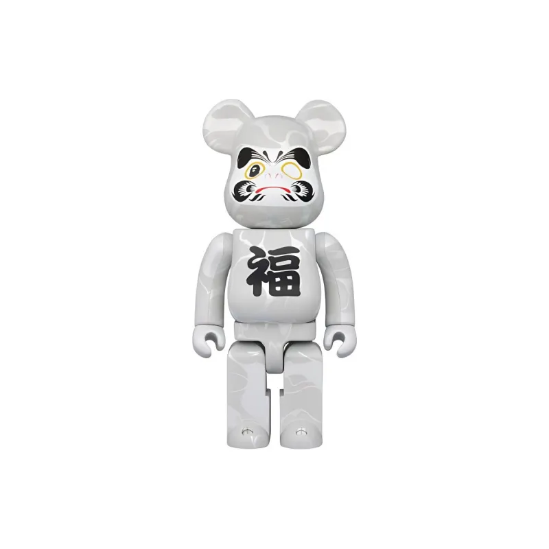 Bearbrick Bape R Maneki Neko Black Plated / Daruma White Of 4-4