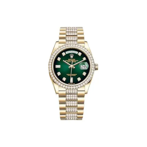 ROLEX Week type Calendar Automatic Mechanical Movement Women's Watch 36mm Green Dial Gold Watch Case Gold Strap