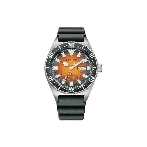 CITIZEN Automatic Mechanical Movement Rubber Strap Watch Men's Watches Orange Watch Dial NY0120 01Z