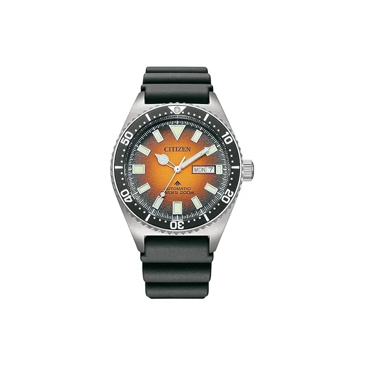 CITIZEN Automatic Mechanical Movement Rubber Strap Watch Men's Watches Orange Watch Dial NY0120 01Z-0