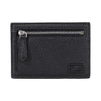 FENDI Leather Card Holder Men's Black