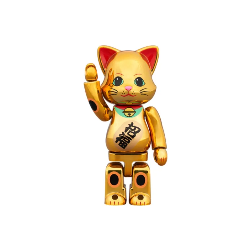 BE@RBRICK 100% 400% Lucky Cat, Attracts Fortune, Electroplated Gold Trendy Figures 7cm/28cm-1