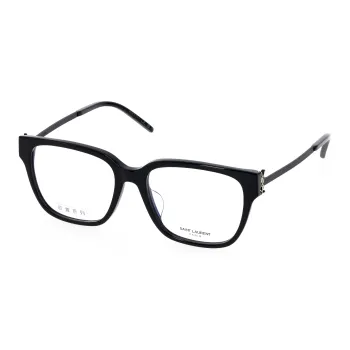 SAINT LAURENT Capsule Plate Frame Square Eyeglass Frames Women's Black With Gold Logo