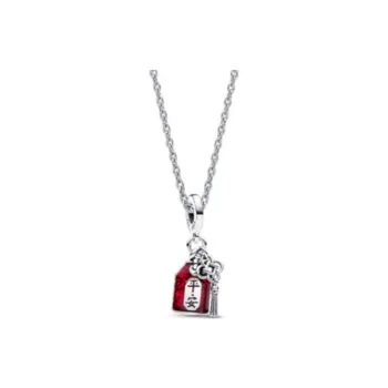 Pandora 925 Sterling Silver Gold Plated Copper Silver Alloy Glass Necklaces Women's Red