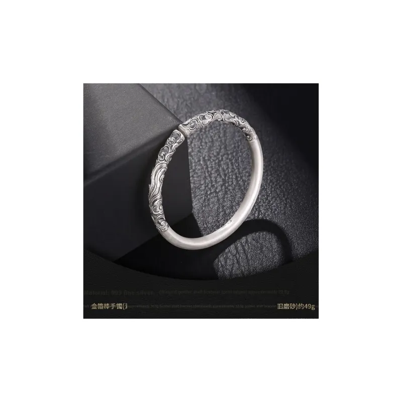 LAOYINJIANG S999 Fine Silver Bangles Men's-3