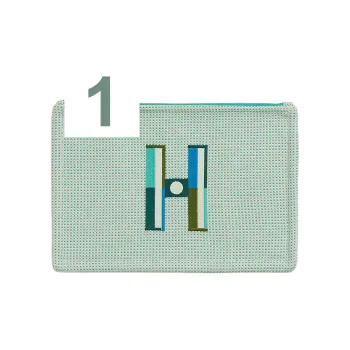 HERMES Cotton Storage Bags Clutches Small Size Unisex Cloud White & Mint Green