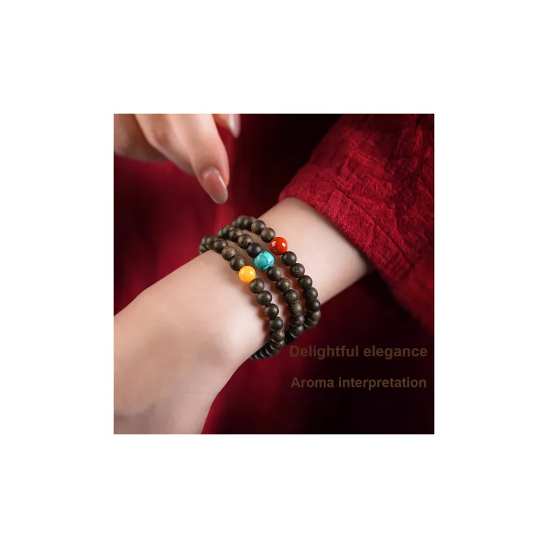 FANGYUANXIAOFU Auspicious Year Of The Snake Agarwood Precious Wood Bracelets Unisex-4
