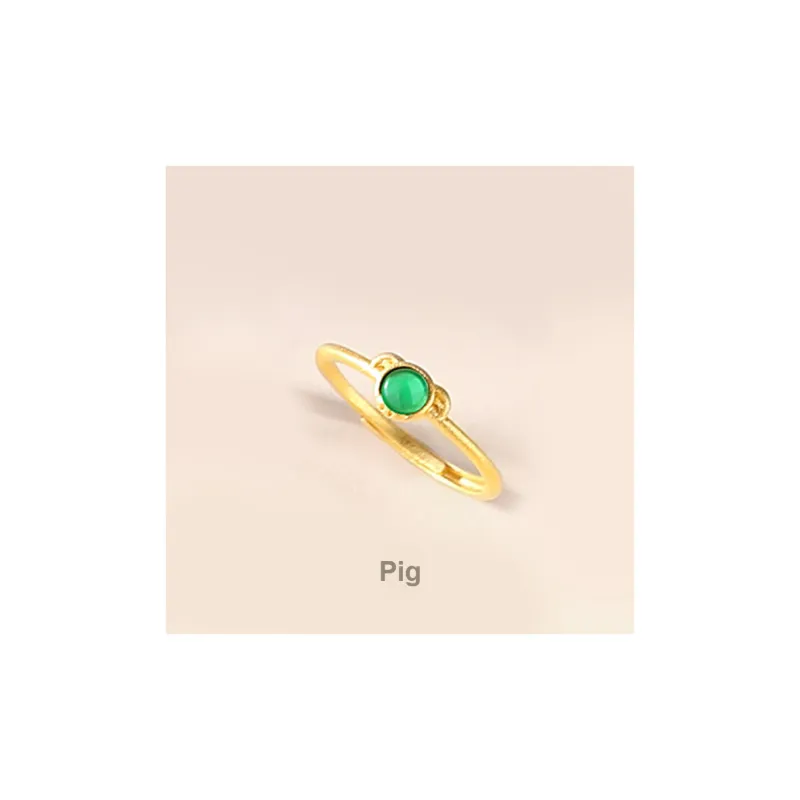 Xifeng Building Chalcedony S925 Sterling Silver Inlay Ring Women's-14