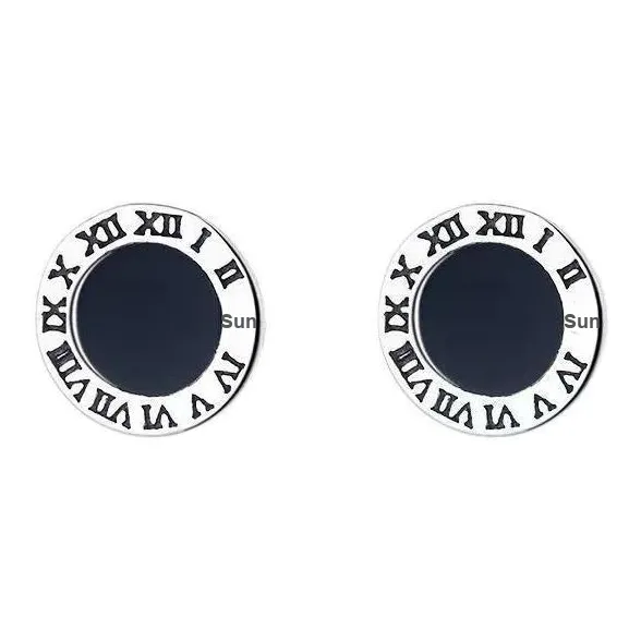 BKBU 925 Sterling Silver Titanium Steel Stud Earrings Unisex-1