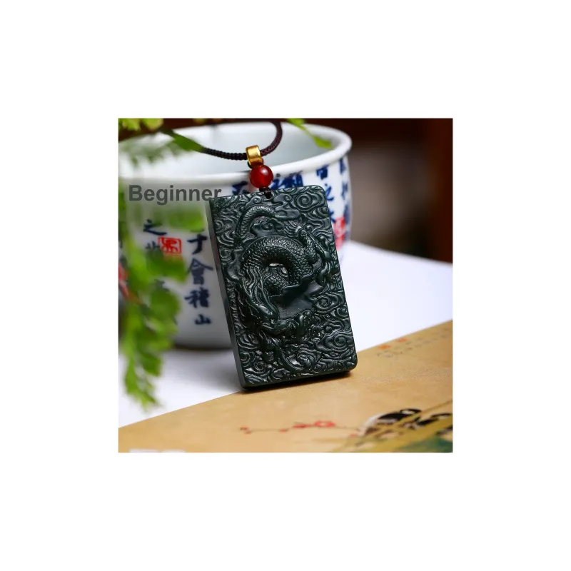Artisan Lock Heart Jade Hetian Jade Necklaces Green Jade Unisex-3