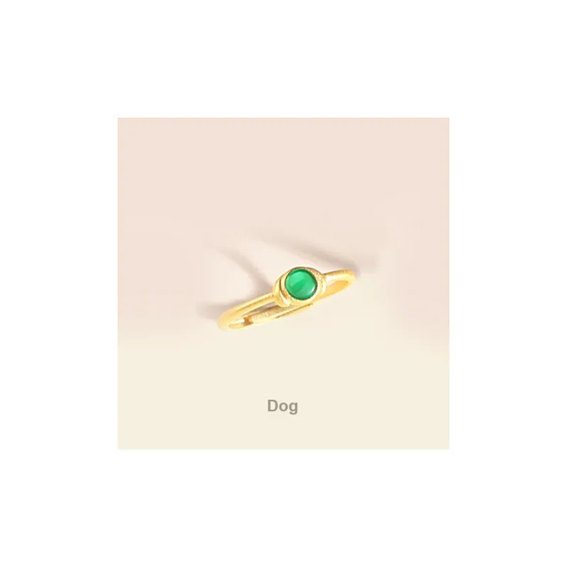 Xifeng Building Chalcedony S925 Sterling Silver Inlay Ring Women's-16