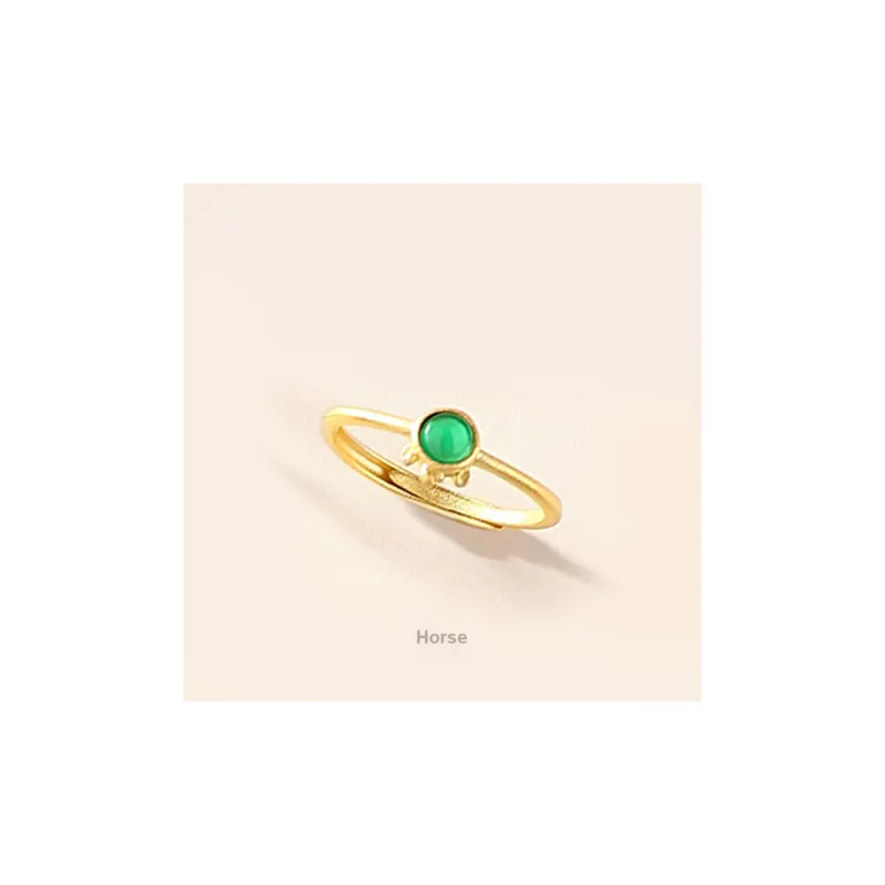 Xifeng Building Chalcedony S925 Sterling Silver Inlay Ring Women's-18