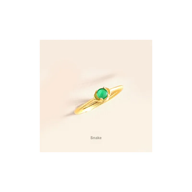 Xifeng Building Chalcedony S925 Sterling Silver Inlay Ring Women's-4