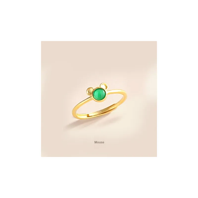 Xifeng Building Chalcedony S925 Sterling Silver Inlay Ring Women's-0