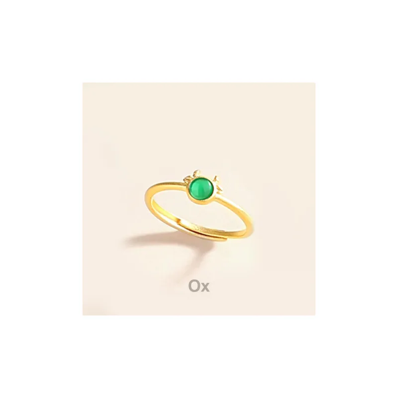 Xifeng Building Chalcedony S925 Sterling Silver Inlay Ring Women's-6