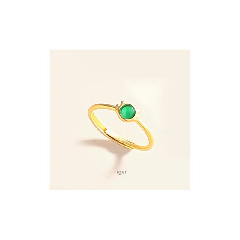 Xifeng Building Chalcedony S925 Sterling Silver Inlay Ring Women's-8