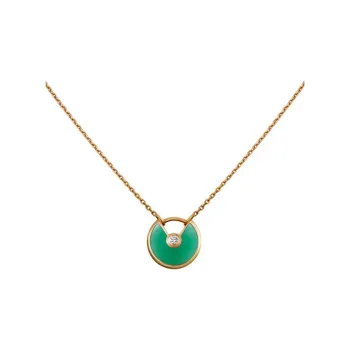 CARTIER Amulette De Cartier Collection 18K Gold, Green Chalcedony, Diamond Necklaces Unisex