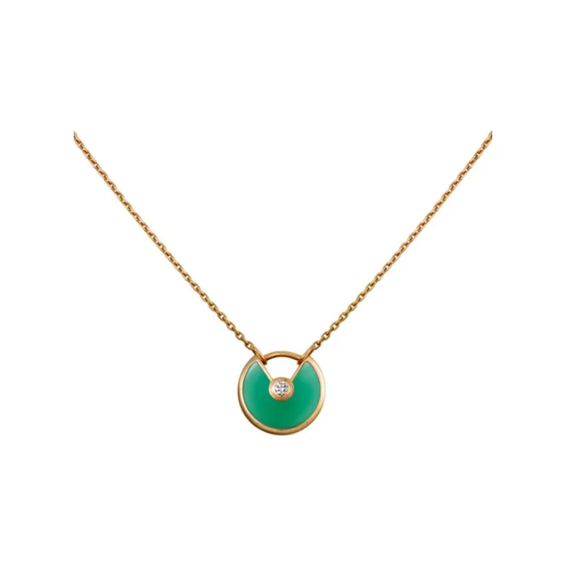 CARTIER Amulette De Cartier Collection 18K Gold, Green Chalcedony, Diamond Necklaces Unisex-0