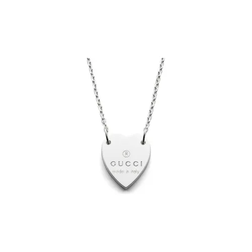 GUCCI Trademark Heart Necklace Silver