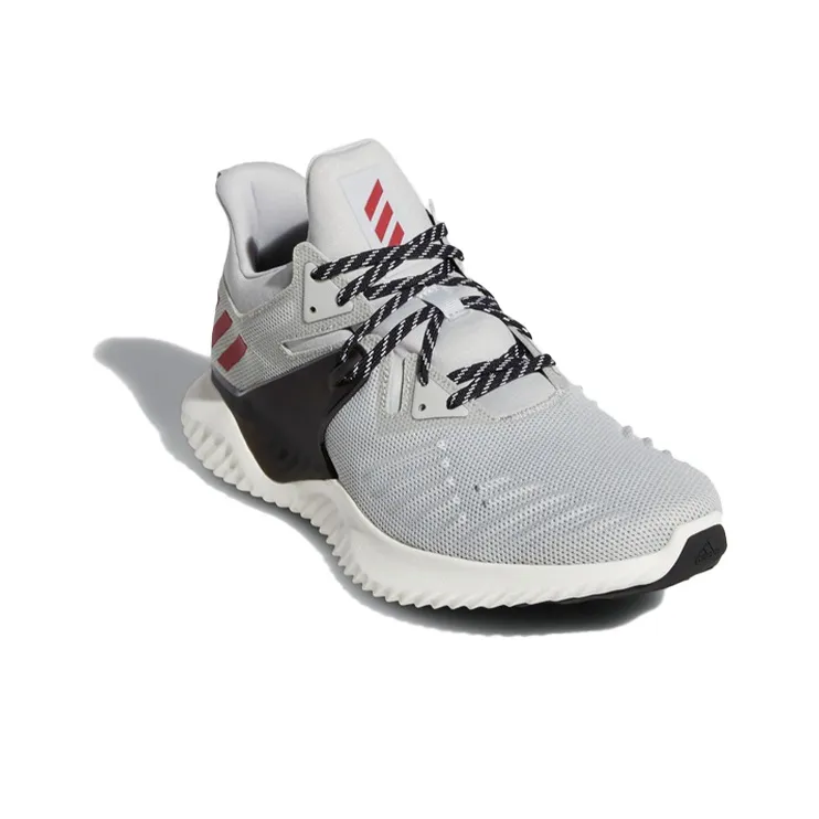 Adidas AlphaBounce Beyond 2 Anti Slip Wear Resistant Low Top Marathon Running Shoes Men's Gray White Red-4