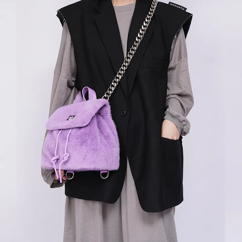 REBIRTH Microfiber Synthetic Leather Backpack Regular Unisex Purple Happiness Blue Macaron Black Fairy-5