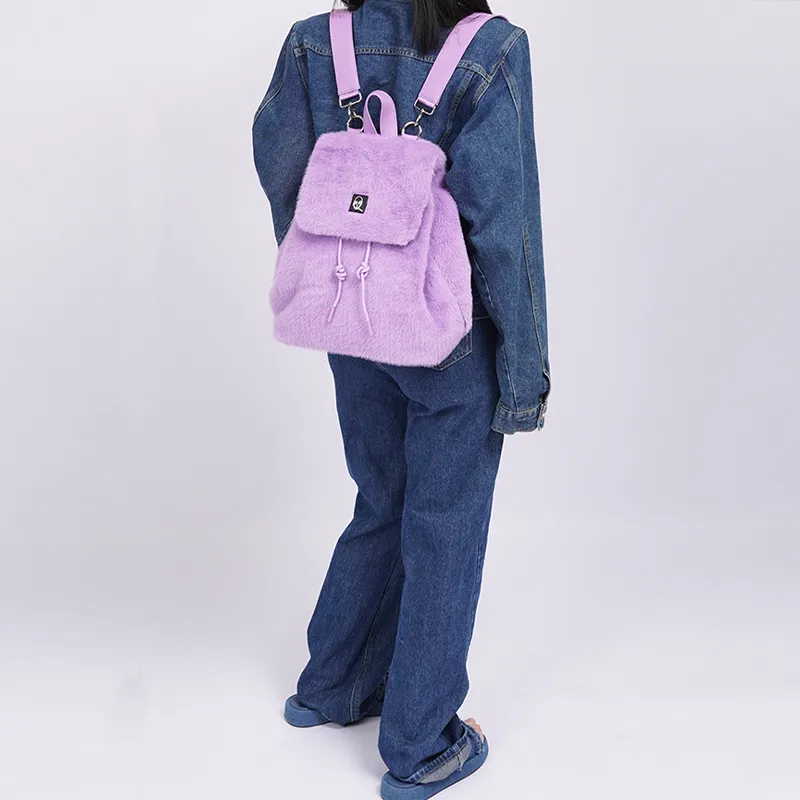 REBIRTH Microfiber Synthetic Leather Backpack Regular Unisex Purple Happiness Blue Macaron Black Fairy-4