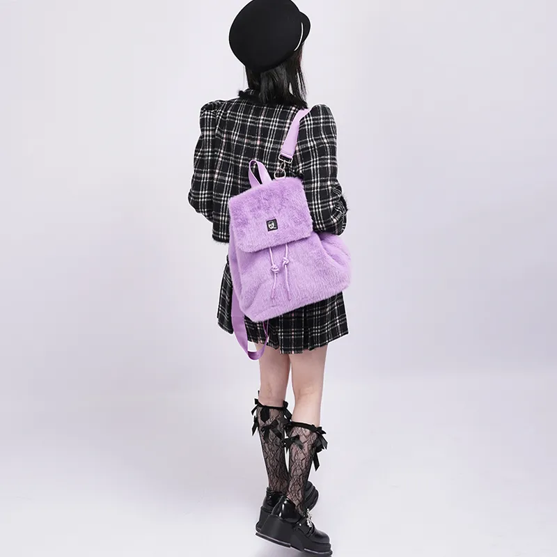 REBIRTH Microfiber Synthetic Leather Backpack Regular Unisex Purple Happiness Blue Macaron Black Fairy-1