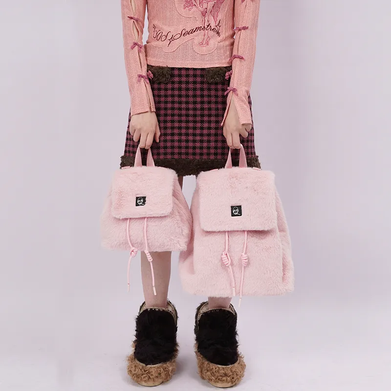 REBIRTH Plush Backpack Regular Unisex Ink Night Gray/Blush-14
