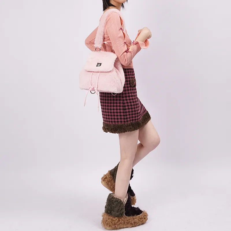 REBIRTH Plush Backpack Regular Unisex Ink Night Gray/Blush-13