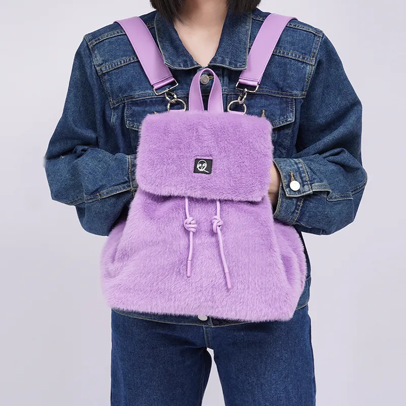 REBIRTH Microfiber Synthetic Leather Backpack Regular Unisex Purple Happiness Blue Macaron Black Fairy-3
