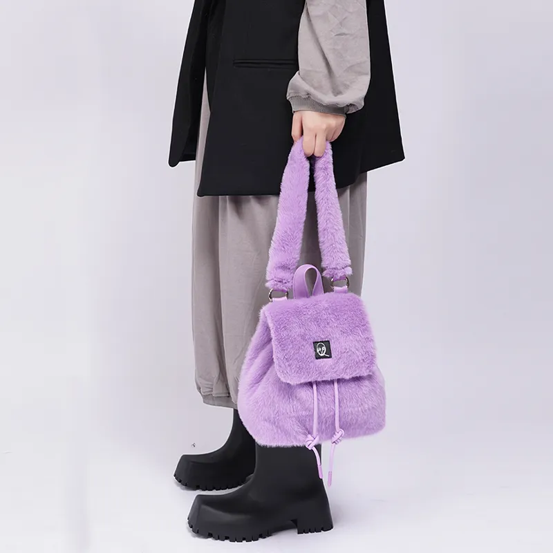 REBIRTH Microfiber Synthetic Leather Backpack Regular Unisex Purple Happiness Blue Macaron Black Fairy-9
