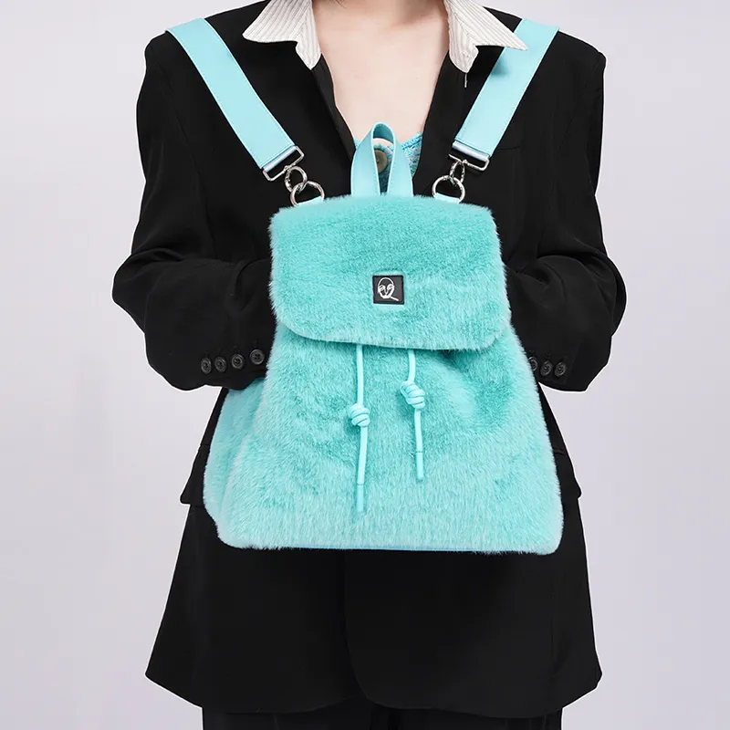 REBIRTH Microfiber Synthetic Leather Backpack Regular Unisex Purple Happiness Blue Macaron Black Fairy-13