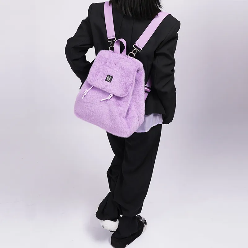 REBIRTH Microfiber Synthetic Leather Backpack Regular Unisex Purple Happiness Blue Macaron Black Fairy-7