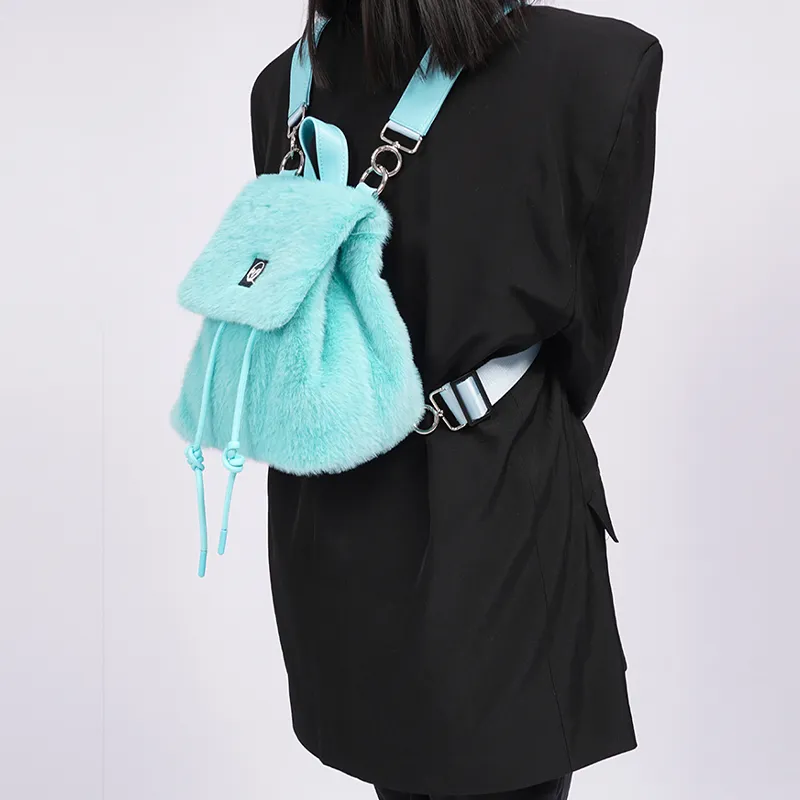 REBIRTH Microfiber Synthetic Leather Backpack Regular Unisex Purple Happiness Blue Macaron Black Fairy-19