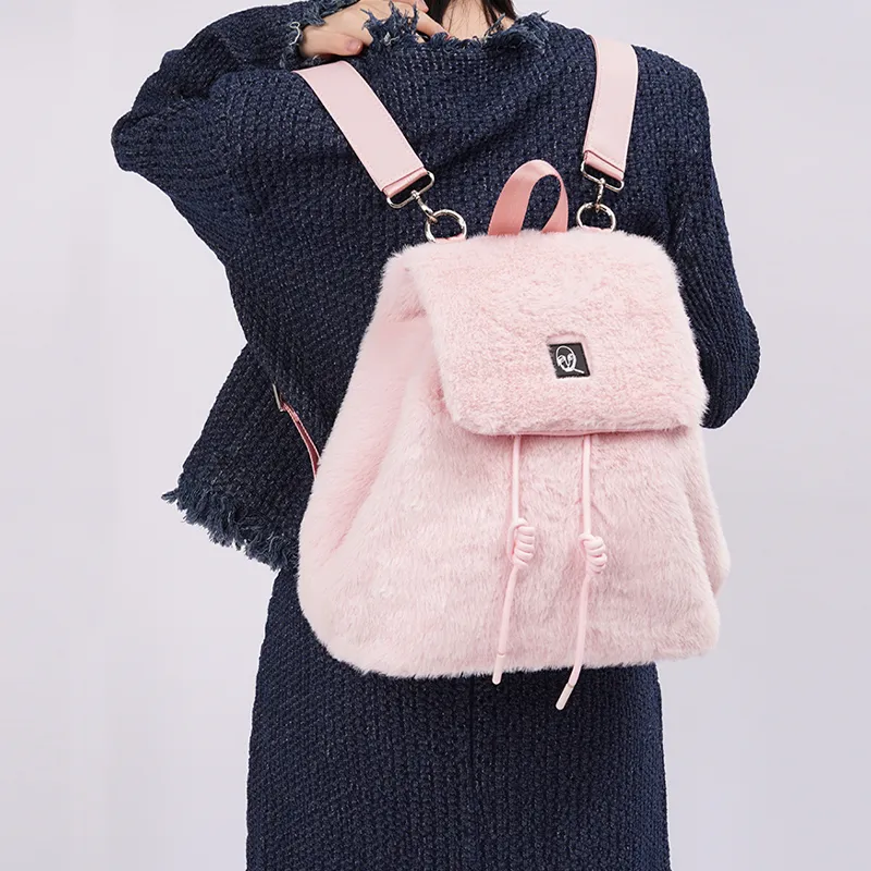 REBIRTH Plush Backpack Regular Unisex Ink Night Gray/Blush-12