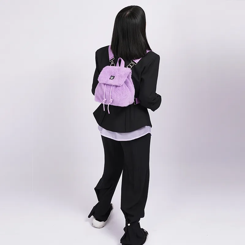 REBIRTH Microfiber Synthetic Leather Backpack Regular Unisex Purple Happiness Blue Macaron Black Fairy-8