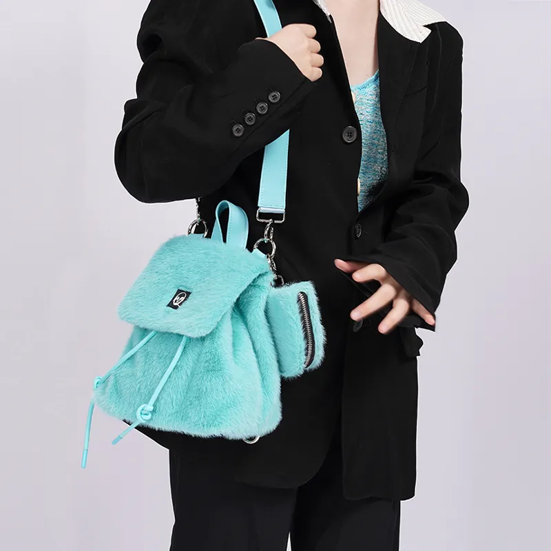 REBIRTH Microfiber Synthetic Leather Backpack Regular Unisex Purple Happiness Blue Macaron Black Fairy-15