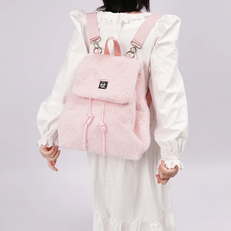 REBIRTH Plush Backpack Regular Unisex Ink Night Gray/Blush-11