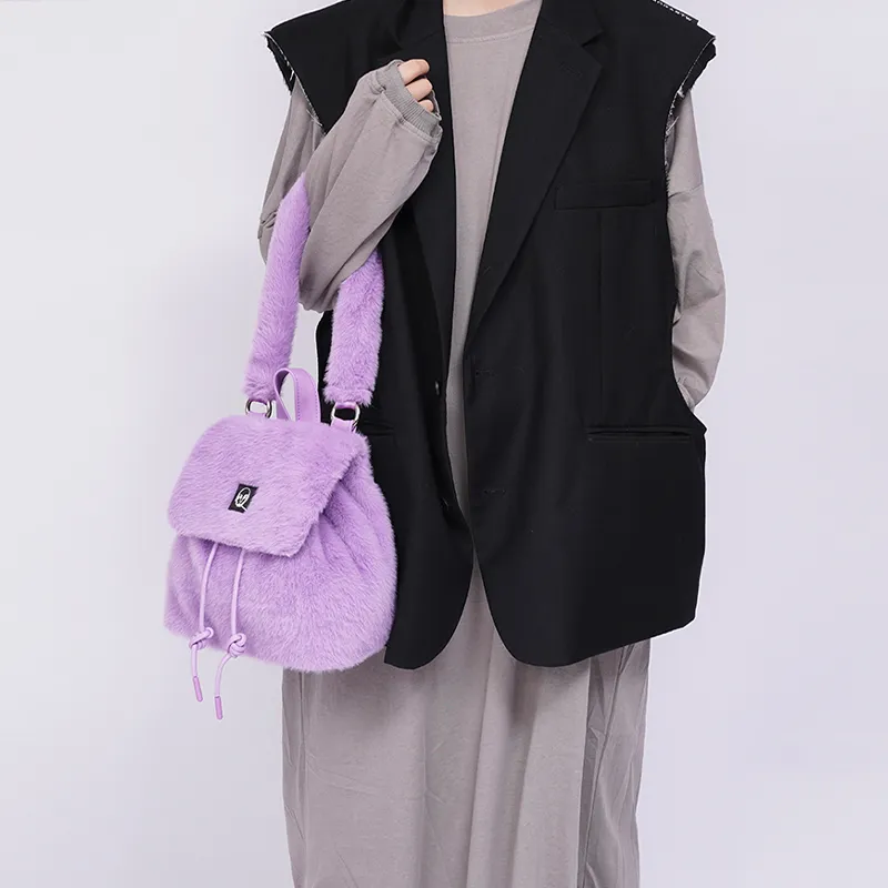 REBIRTH Microfiber Synthetic Leather Backpack Regular Unisex Purple Happiness Blue Macaron Black Fairy-6