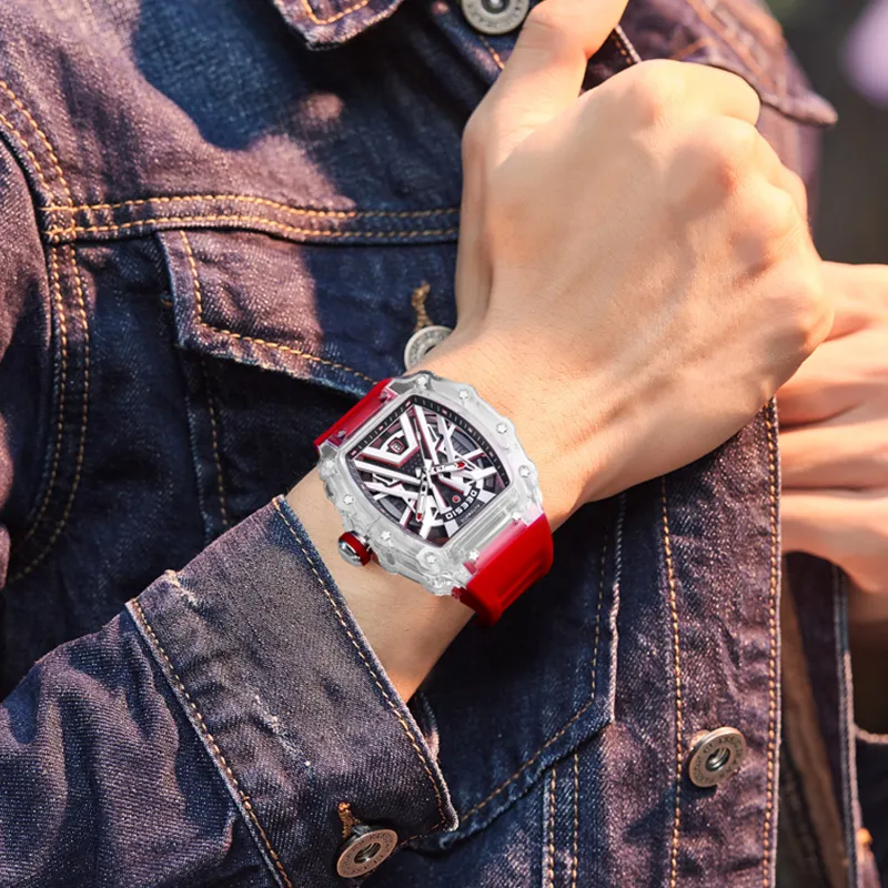 DEESIO Guardians Of The Galaxy Collection Automatic Mechanical Movement Rubber Strap Watch Men's Watches Black Dial-10