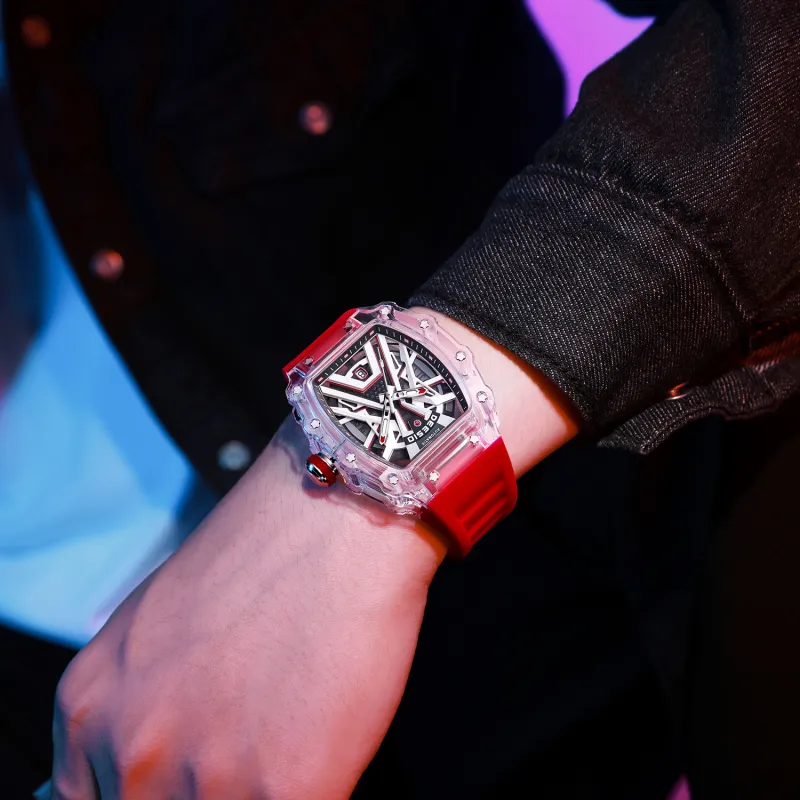 DEESIO Guardians Of The Galaxy Collection Automatic Mechanical Movement Rubber Strap Watch Men's Watches Black Dial-9